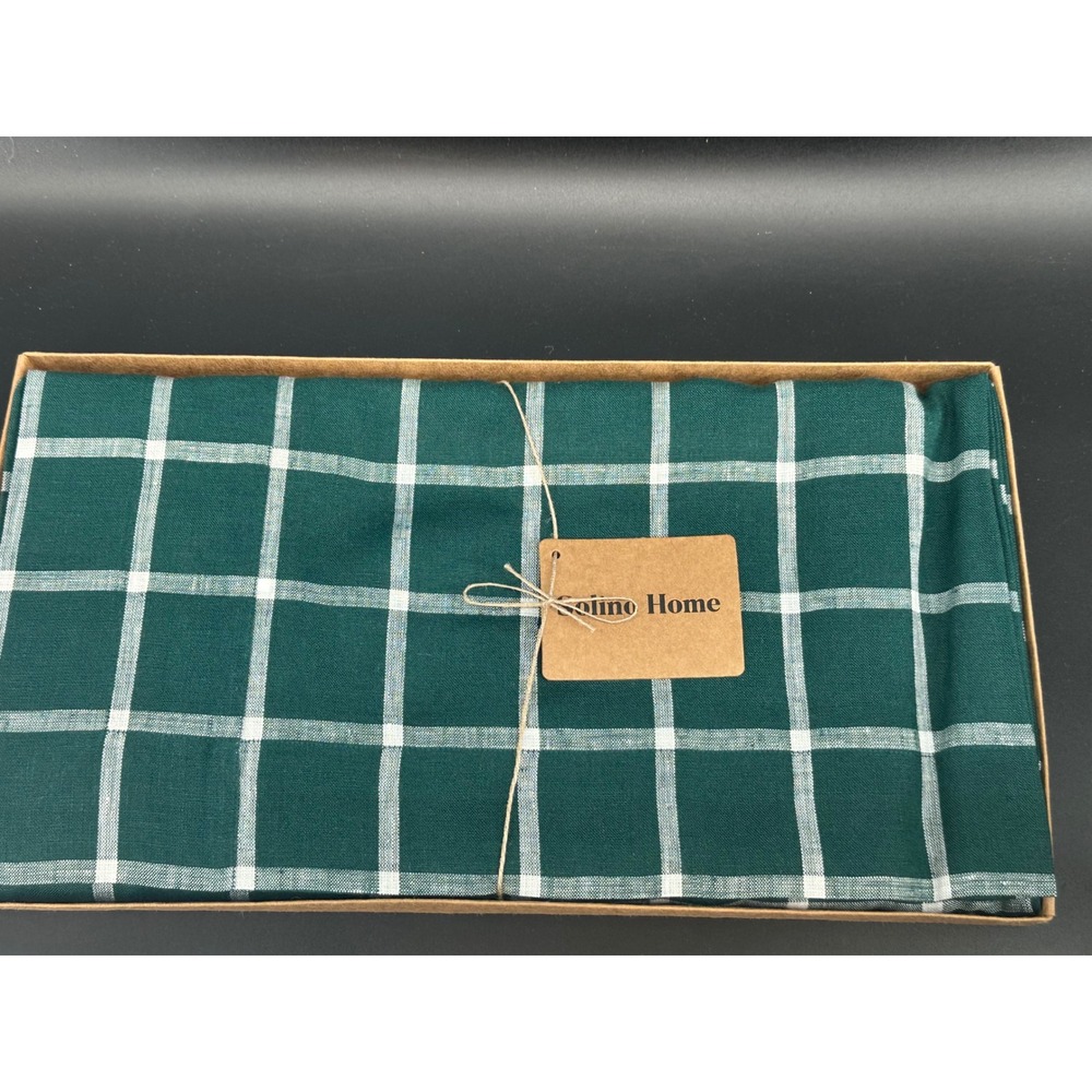 Solino HomeTablecloth 60x90"‎ Linen Windowpane Green Table Cloth